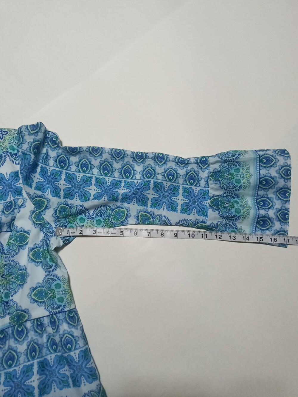 Hale Bob Leela Voile Mini Dress Blue Teal Paisley Tiered Flounce Sleeve Size S - Picture 8 of 14